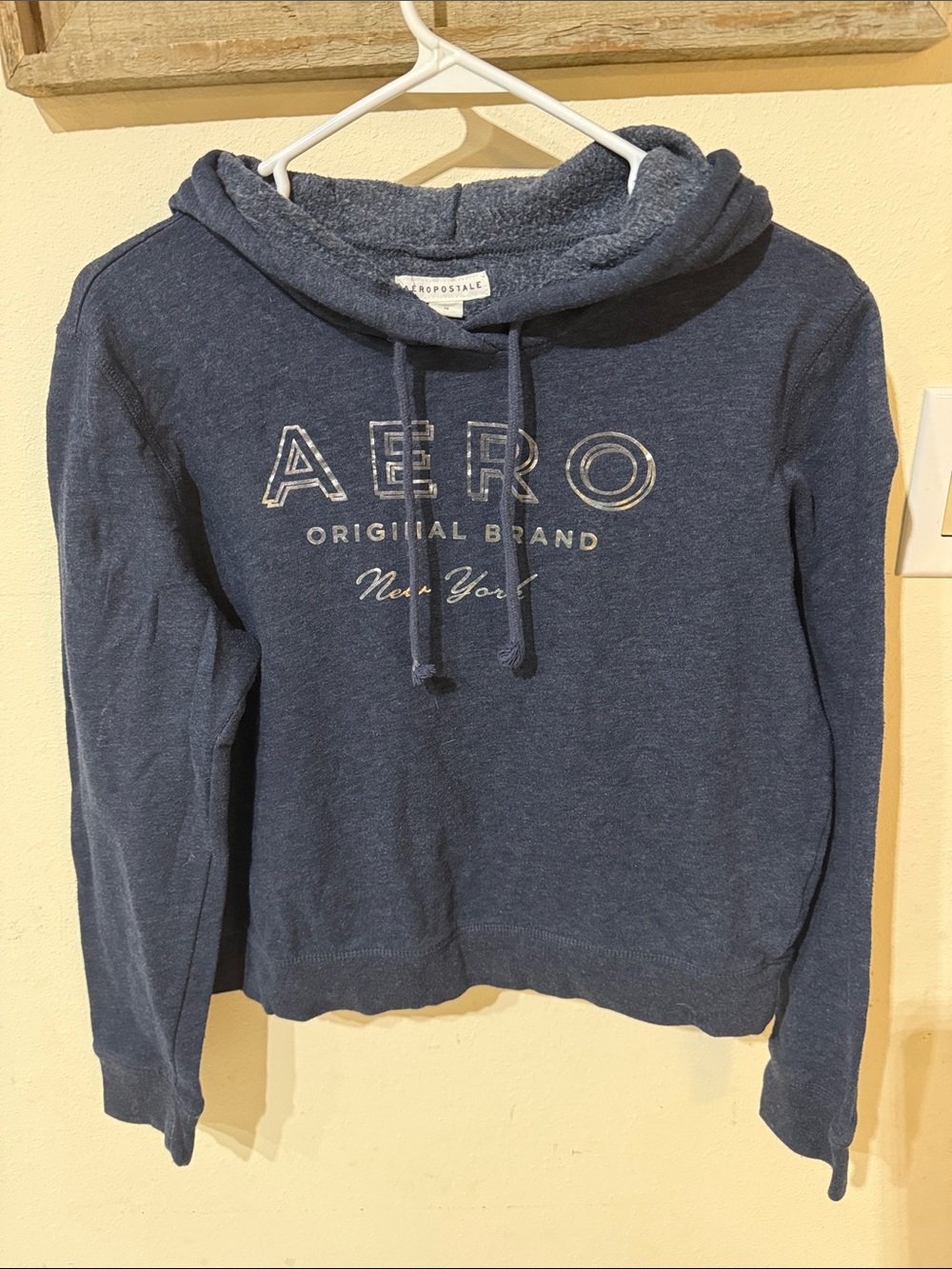Aeropostale Navy Blue Pullover Crop Hoodie with AERO Logo